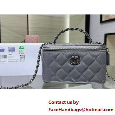 chanel Shiny Crumpled Calfskin, Strass & Ruthenium-Finish Metal Clutch with Chain AP3593 gray 2023 - Click Image to Close